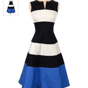 Kate Spade Dress - Gorgeous Material, Wide Stripe Black, Blue, White $429